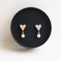 Heart Pearl Earring - 14K Gold