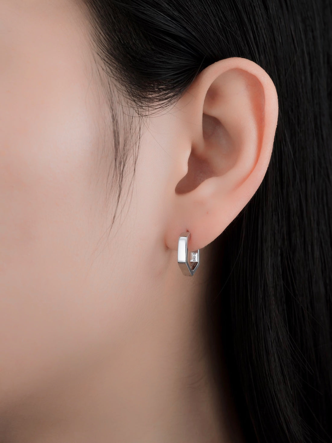 Hexagon Hoop Earrings  - Sterling Silver