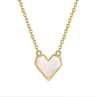 Heart Mother of Pearl Necklace - 14K Gold