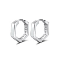 Hexagon Hoop Earrings - Sterling Silver