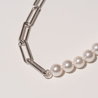 Pearl Link Necklace - Sterling Silver
