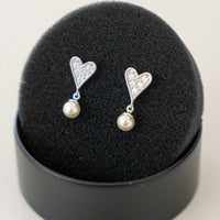 Heart Pearl Earring - Sterling Silver