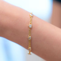 Heart Cuban Bracelet - 14K Gold