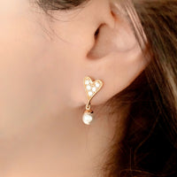 Heart Pearl Earring - 14K Gold