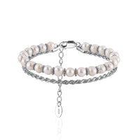 Pearl Rope Double Bracelet - Sterling Silver/Freshwater Pearl