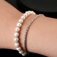 Pearl Rope Double Bracelet - Sterling Silver/Freshwater Pearl