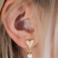 Heart Pearl Earring - 14K Gold