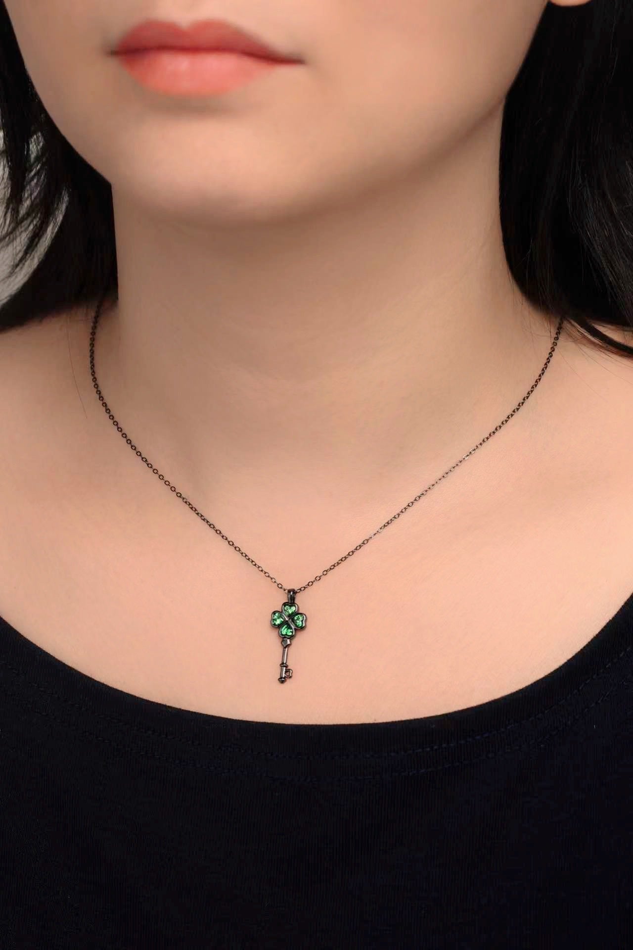 Wish Key Necklace - Black Gold