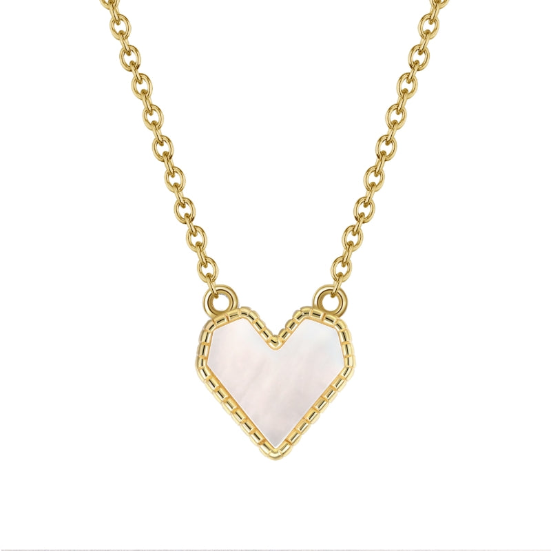 Heart Mother of Pearl Necklace - 14K Gold