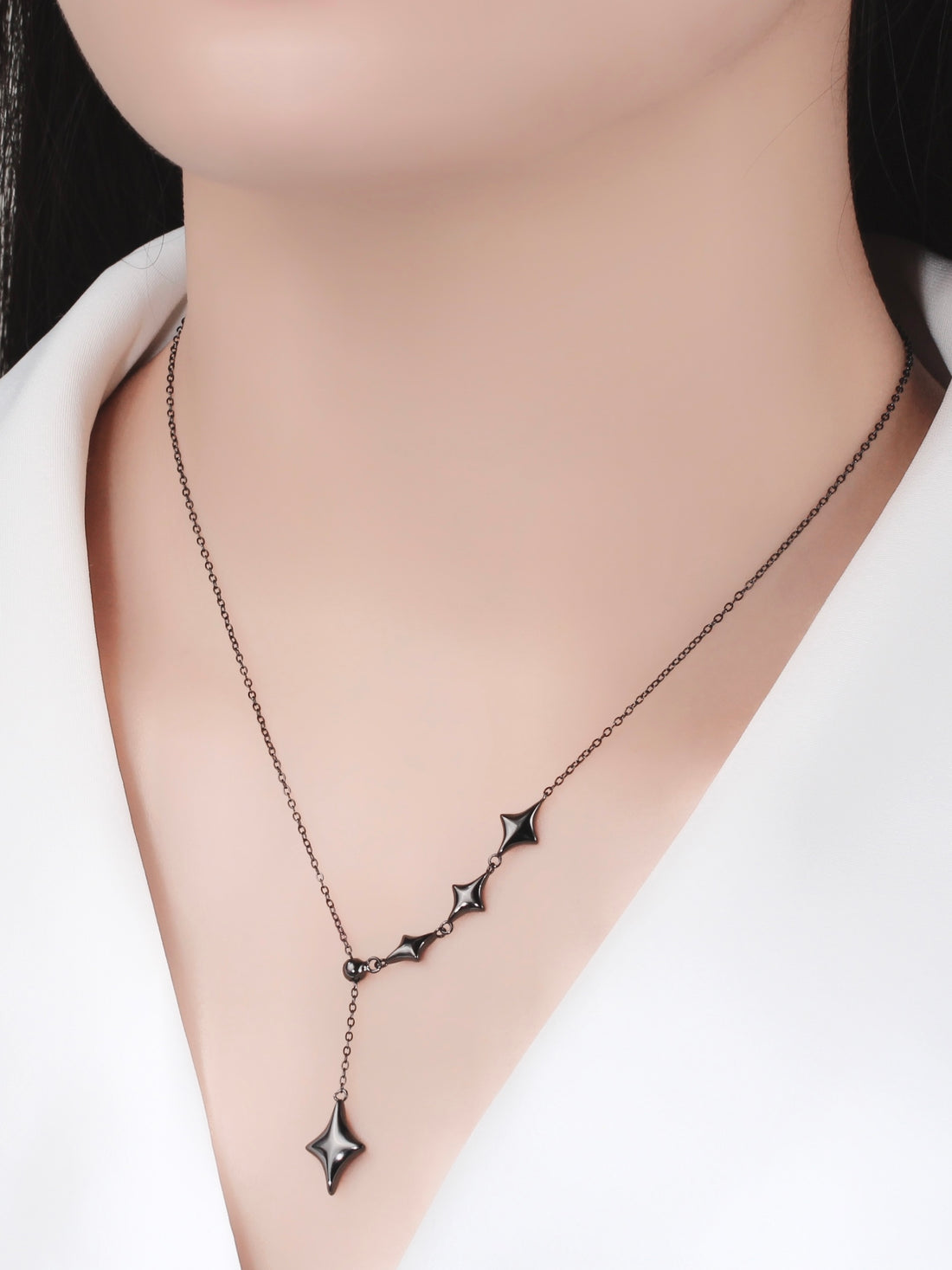 Star Drop Necklace - Black Gold