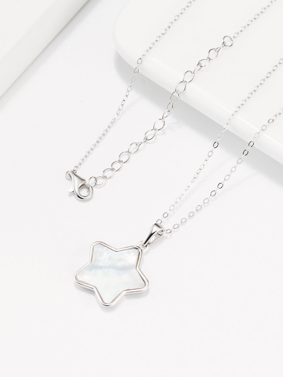 Mother of Pearl Star Necklace - Sterling Silver