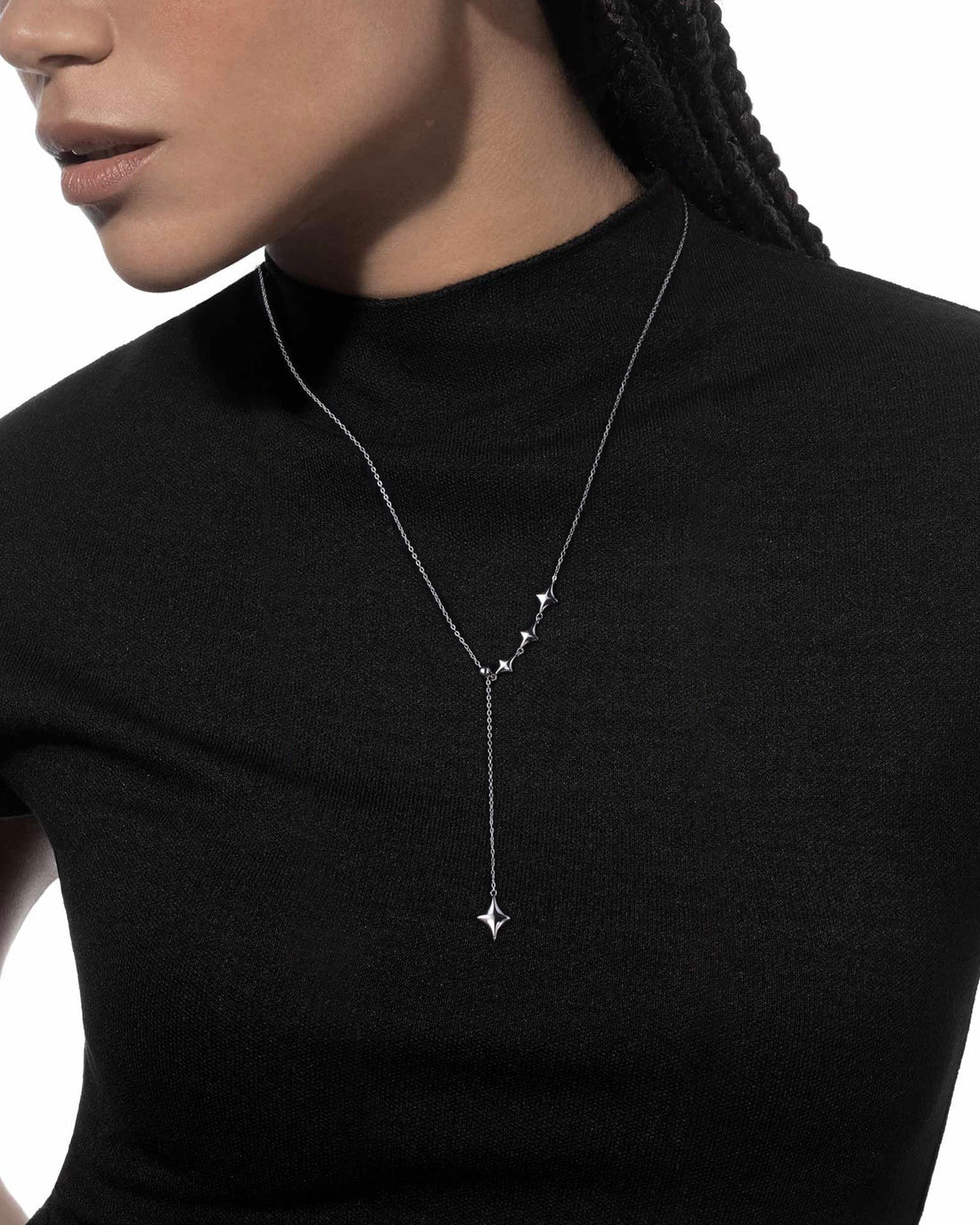 Star Drop Necklace (Dress Version) - Sterling Silver