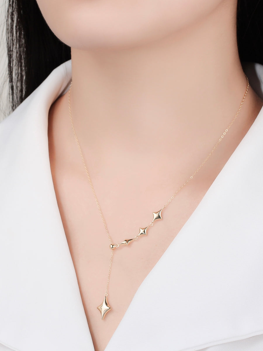 Star Drop Necklace - 14K Gold