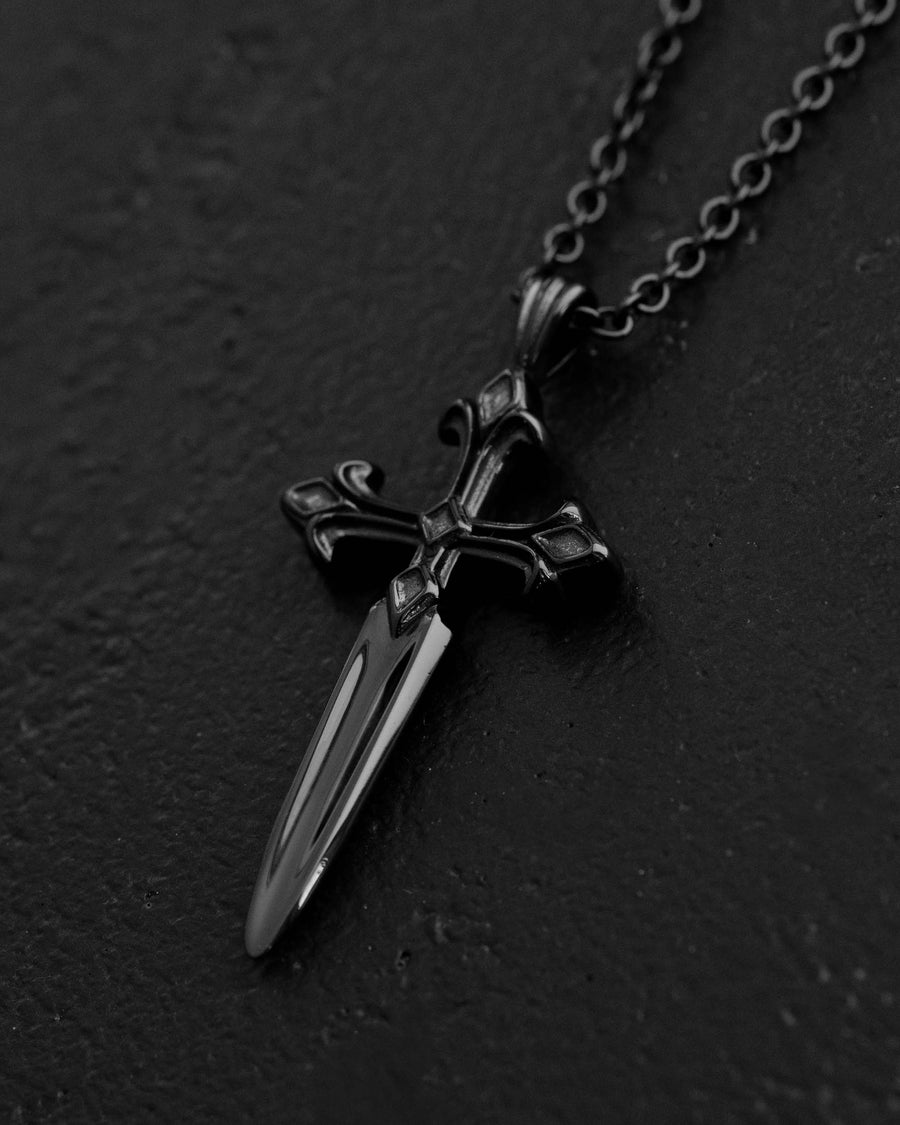 Dagger Necklace - Black Gold