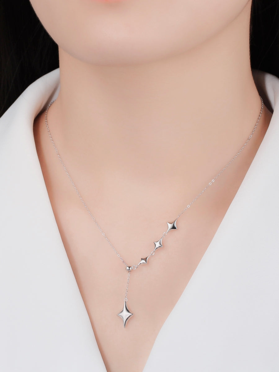 Star Drop Necklace - Sterling Silver