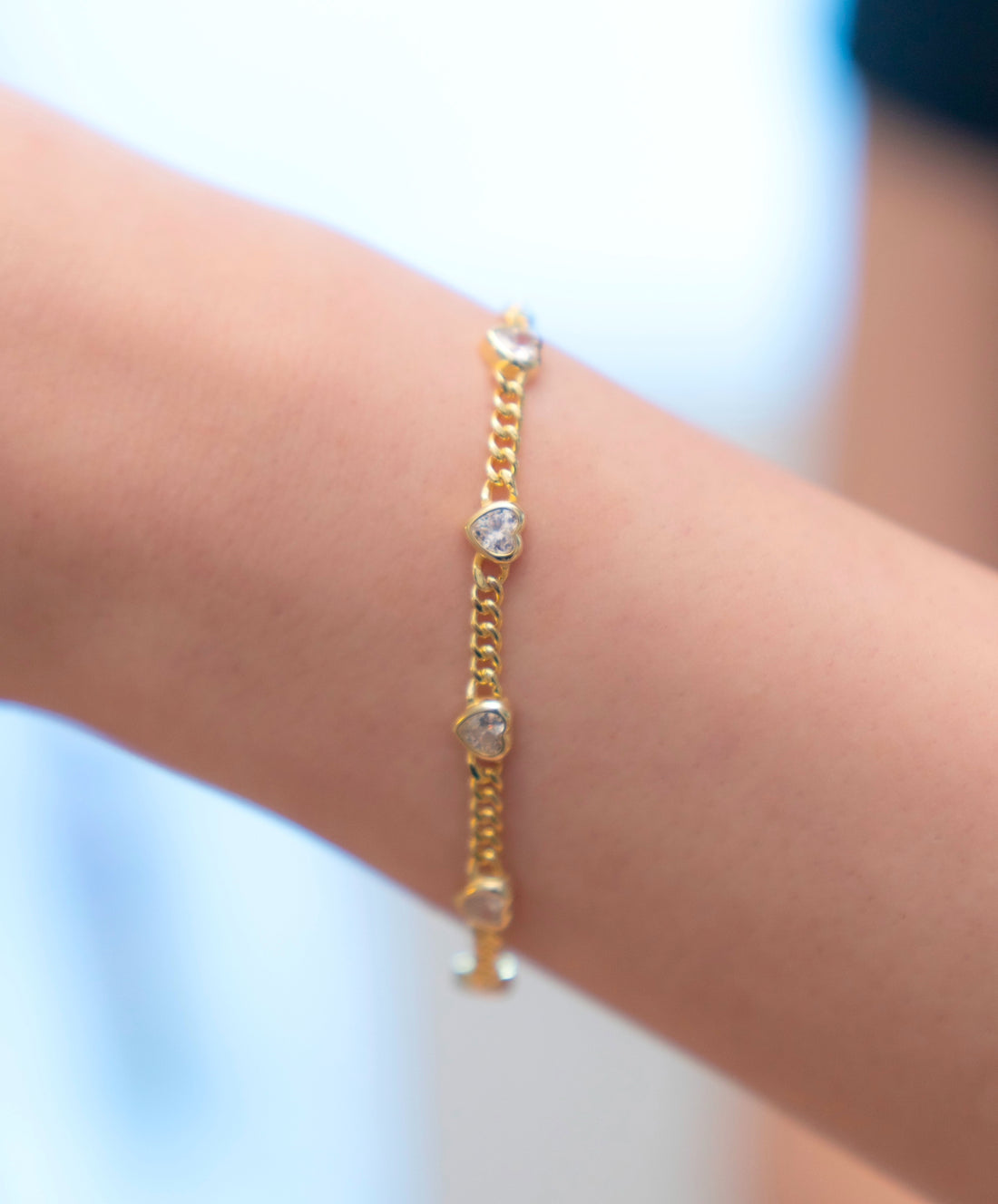 Heart Cuban Bracelet - 14K Gold