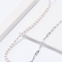 Pearl Clip Necklace - Sterling Silver