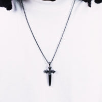 Dagger Necklace - Black Gold