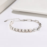 Pearl Clip Bracelet - Sterling Silver/Freshwater Pearl