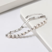 Pearl Clip Bracelet - Sterling Silver/Freshwater Pearl