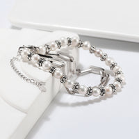 Pearl Clip Double Bracelet - Sterling Silver/Freshwater Pearl