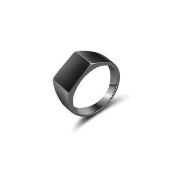 Square Signet Ring - Black Gold