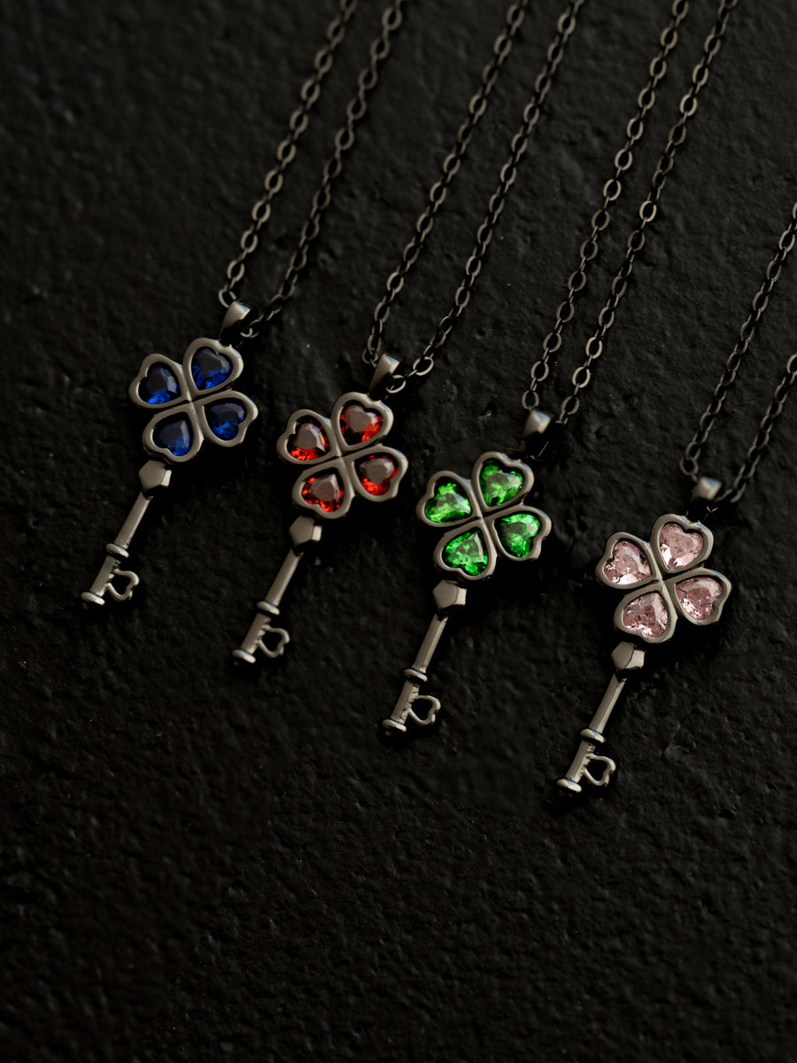 Wish Key Necklace - Black Gold