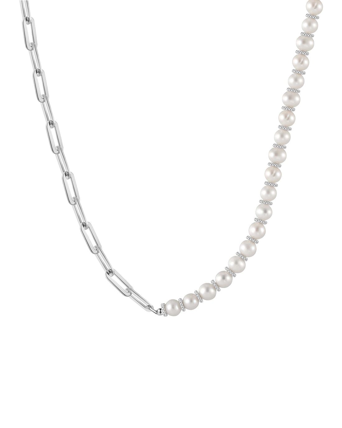 Pearl Clip Necklace - Sterling Silver